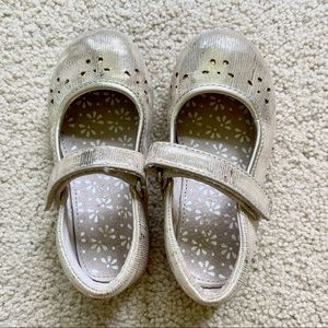 See Kai Run gold toddler Mary Jane shoes